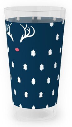 Outdoor Pint Glasses: Modern Christmas Deer - Navy Outdoor Pint Glass, Blue