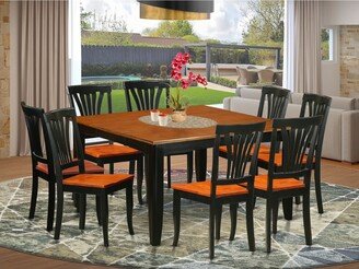 9-piece Counter-height Dining Room Pub Set - Square Table & 8 Counter Chairs - Cappuccino Finish