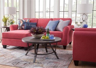 Model 8-01-A385V6 Transitional Flared Arm Red Cuddler Chaise Sectional with Four Throw Pillows