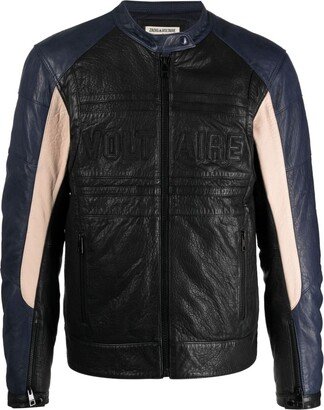 Late Biker panelled leather jacket