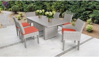 Coast Rectangular Outdoor Patio Dining Table with with 4 Armless Chairs and 2 Chairs w/ Arms