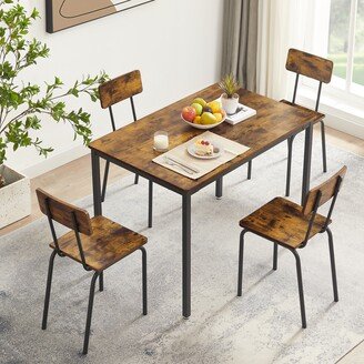 Dining Table Set 5-Piece Dining Chair with Backrest