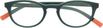 Two-Tone Round-Frame Glasses-AB