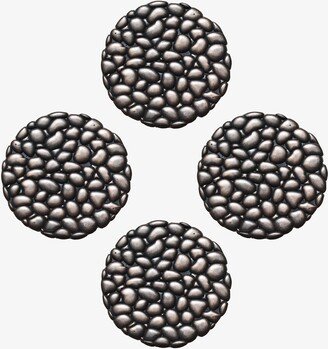 A1Hc Multi Functional-Garden Stepping Stone Mat Round, Natural Rubber Heavy-Duty Hand Finished Design 12x12 Set Of 4, Stones Bronze