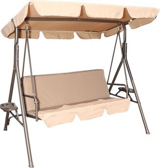Siavonce Beige Outdoor Patio Canopy Swing Chai with Cushion - 68*44*59inch