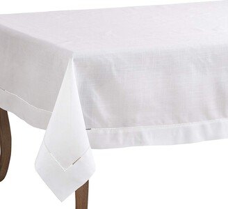 White Classic Hemstitch Tablecloth For Dining Table, Banquet, Wedding, Many