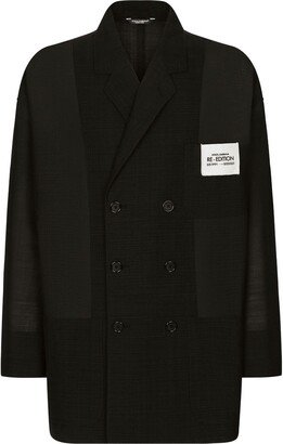 Check-Print Double-Breasted Blazer