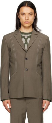 Steven Passaro Taupe Contrast Stitch Blazer