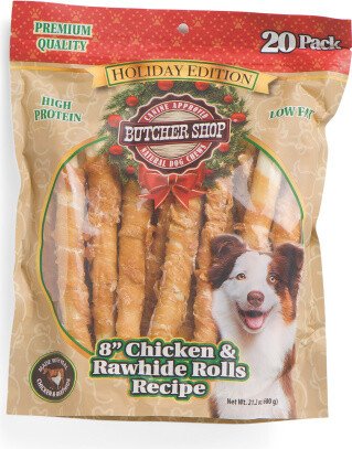 20pk Chicken Rawhide Rolls Dog Treats