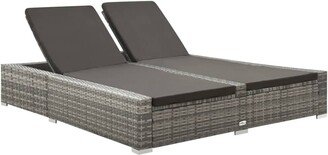 Double Sun Lounger Poly Rattan Gray