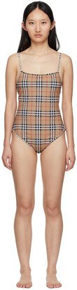 Beige Check Delia One-Piece Swimsuit