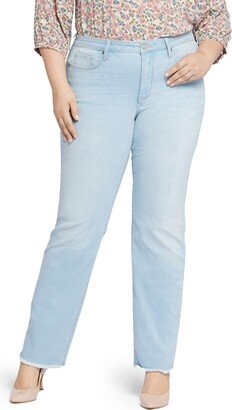 Cool Embrace® Frayed Mid Rise Relaxed Straight Leg Jeans