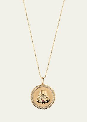 14k Buddha Coin Pendant Necklace with Diamonds