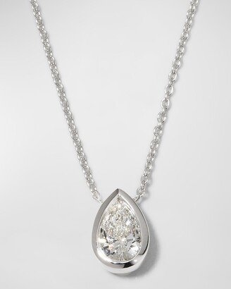 18k White Gold Solitaire Diamond Pear Necklace