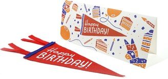 Happy Birthday - Greeting Card & Matching Mini Pennant