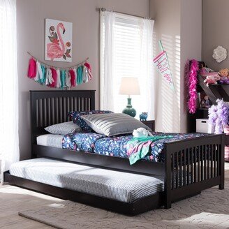 Josias Twin Size Dark Brown Solid Wood Platform Bed with Guest Trundle Bed