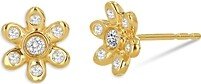 Rachel Reid 14K Yellow Gold Diamond Flower Stud Earrings