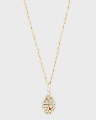 18K Yellow Gold Diamond Tennis Racquet Necklace