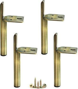 Retro Straight Metal Furniture Feet, Sofa Legs, Gold Tube Furniture Legs Metal, Replacement Base Set Of 4