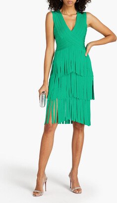 Tiered fringed bandage dress