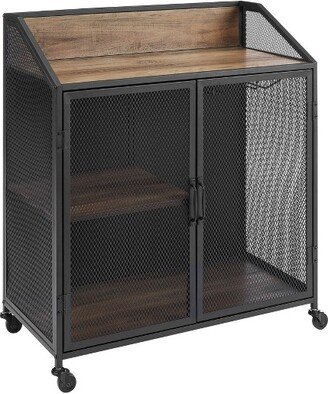 Urban Industrial Metal Mesh Bar Cart with Wheels - Saracina Home