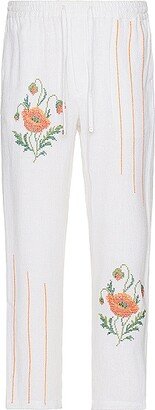 HARAGO Cross Stitch Pants in White