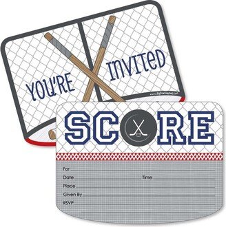 Big Dot of Happiness Shoots and Scores - Hockey - Shaped Fill-in Invites - Baby Shower or Birthday Party Invites Cards with Envelopes - Set of 12