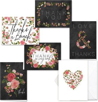 Canopy Street 36ct Chalkboard And Roses Thank You Card Set