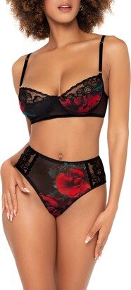 Floral Lace Trim Underwire Bra & Panties Set