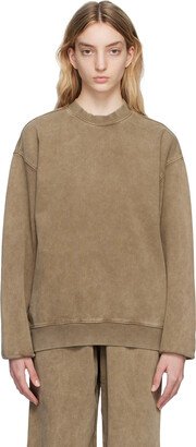 Taupe Boyfriend Fleece Crew Neck Sweatshirt