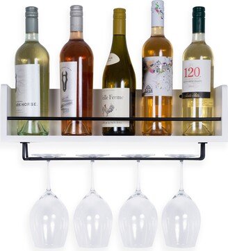 Rustic State William Wall Mount Wine & Stemware Rack Bar Organizer | White