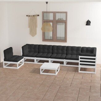 8 Piece Patio Lounge Set with Cushions Solid Pinewood-AA
