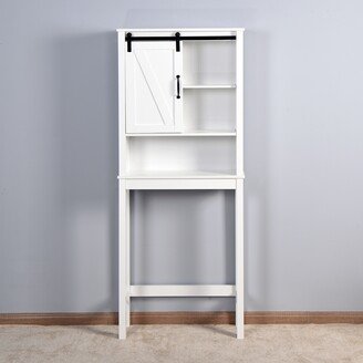 MAGIC HOME Over-the-Toilet Storage Cabinet with Adjustable Shelf and Cupboard