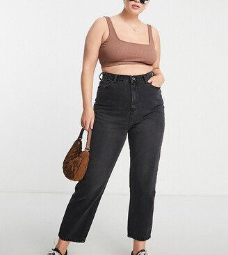 Don't Think Twice Plus DTT Plus Katy high waisted cropped straight jeans in washed black