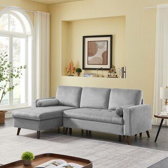 Calnod Reversible Pull-out Sleeper, Velvet Sectional Storage Sofa, Corner Sofa-Bed with Storage Chaise, Removable Cushions