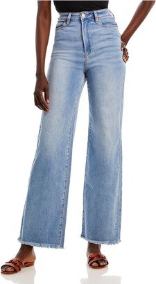 The Franklin Womens Light Wash High Rise Wide Leg Jeans