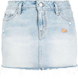 Logo-Embroidered Denim Miniskirt