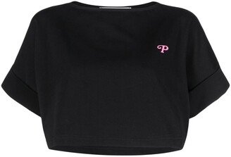 cropped logo-print T-shirt