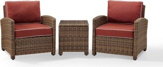 Bradenton 3pc Outdoor Wicker Seating Set with Two Chairs & Side Table Sangria