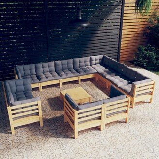 13 Piece Patio Lounge Set with Cushions Solid Pinewood - 25 x 25 x 24.6