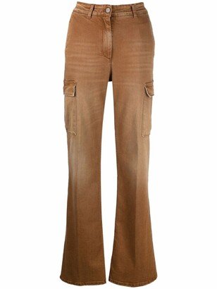 Distressed-Effect High-Waisted Trousers