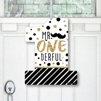 Big Dot Of Happiness 1st Birthday Little Mr. Onederful - Hanging Outdoor Front Door Decor - 1 Pc Sign