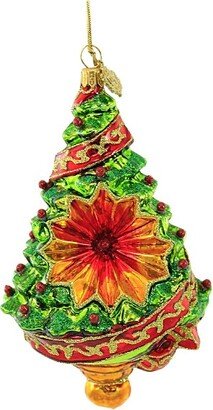 Huras Family Huras Oh Tannenbaum Reflector - 1 Glass Ornament 6.00 Inches - Ornament Christmas Tree - Hf208 - Glass - Red