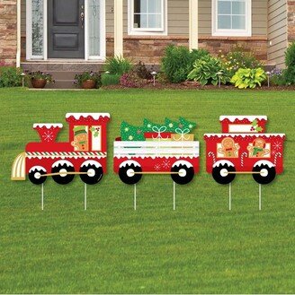 Big Dot of Happiness Christmas Train - Outdoor Lawn Sign Decorations with Stakes - Holiday Party Yard Display - 3 Pieces