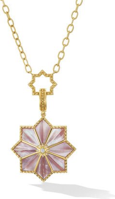 ORLY MARCEL Pink Mother Of Pearl & Diamond Fez Yellow Gold Pendant Necklace