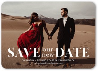 Save The Date Cards: The New Date Save The Date, White, 5X7, Matte, Signature Smooth Cardstock, Rounded