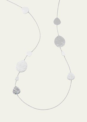 Crinkle Long Nomad Station Necklace in Sterling Silver