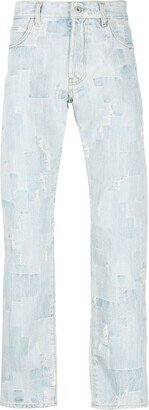 Patchwork-Design Ripped-Detail Jeans