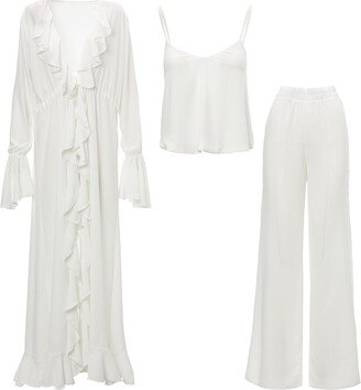 Bluzat White Set With Ruffled Kaftan