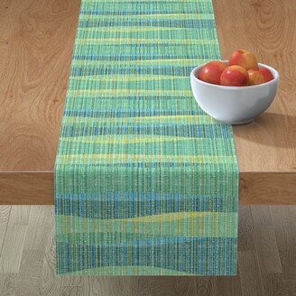 Table Runners: Mid Mod Lines Table Runner, 72X16, Green